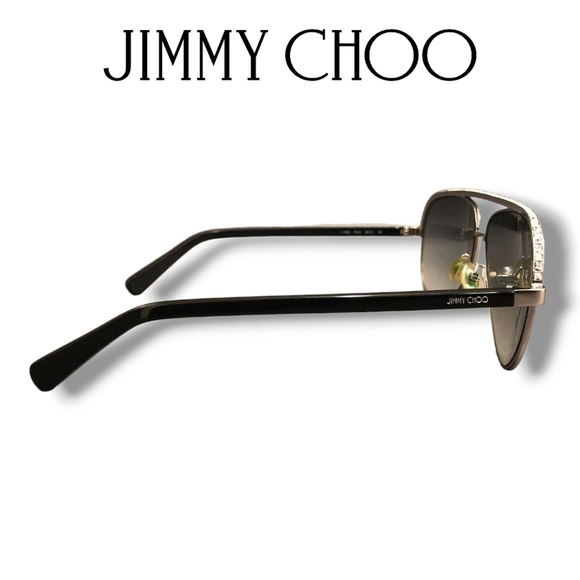 Jimmy Choo LINA/S Silver Black Crystal Jeweled Aviator Gradient Sunglasses main image 7